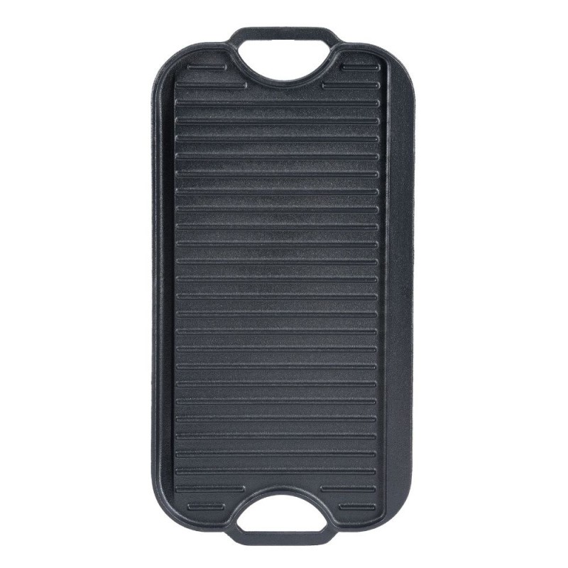 Dubbelzijdige gietijzeren grillplaat, 51x26 cm - Gietijzeren plaat