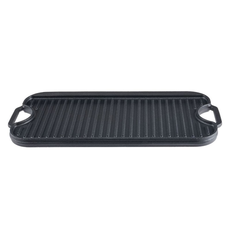 Dubbelzijdige gietijzeren grillplaat, 51x26 cm - Gietijzeren plaat