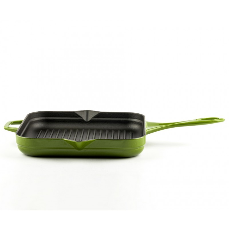 Geëmailleerde grillpan gietijzer Hosse, Bamboo, 28x28cm | Grillpan gietijzer | Gietijzeren pan |