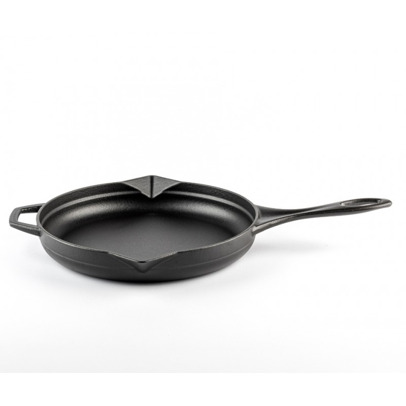 Geëmailleerde gietijzeren pan Hosse, Black Onyx, Ф24cm | Platte gietijzeren pan | Gietijzeren pan |