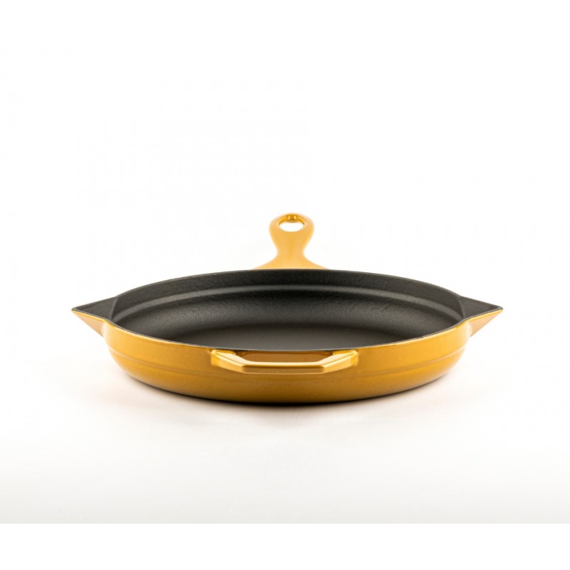 Geëmailleerde gietijzeren pan Hosse, Dijon, Ф28cm | Platte gietijzeren pan | Gietijzeren pan |
