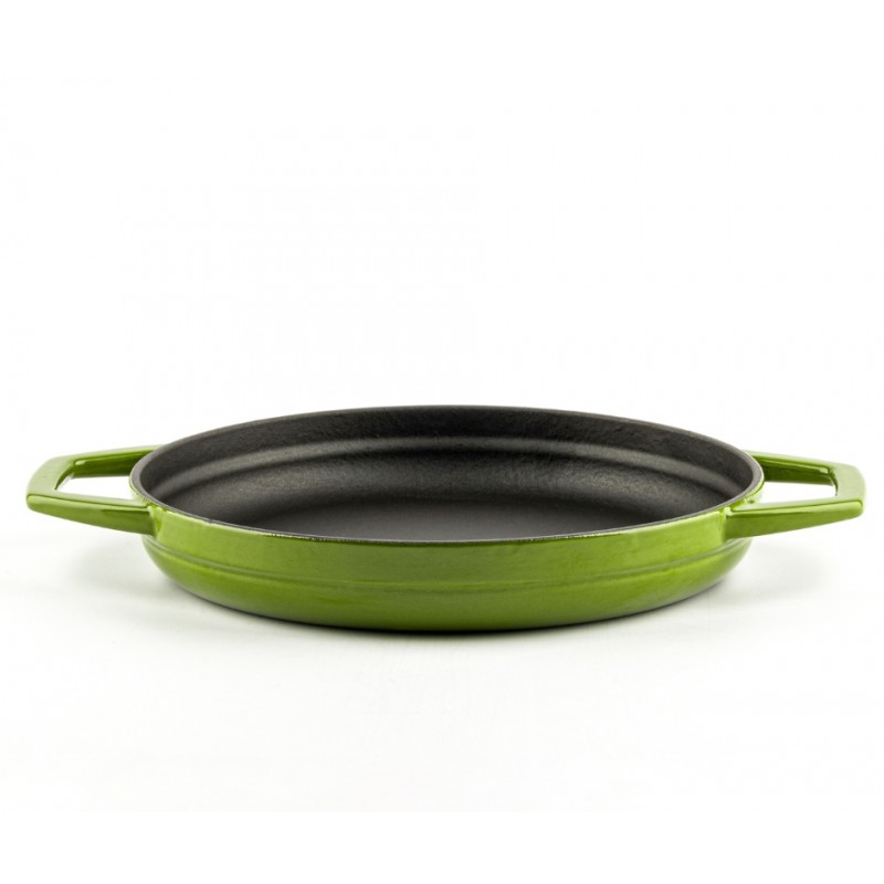 Geëmailleerde gietijzeren pan met twee handvatten Hosse, Bamboo, Ф22cm | Platte gietijzeren pan | Gietijzeren pan |