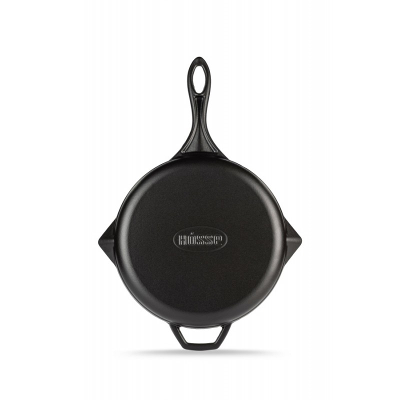 Geëmailleerde gietijzeren pan Hosse, Black Onyx, Ф24cm | Platte gietijzeren pan | Gietijzeren pan |