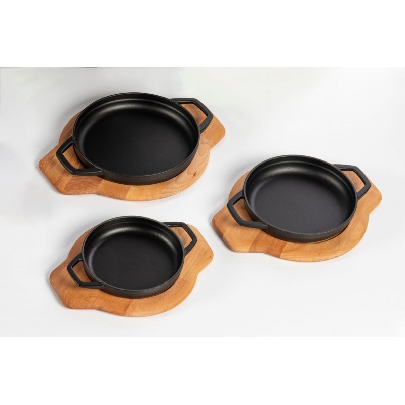 Geëmailleerde gietijzeren pan met twee handvatten Hosse, Black Onyx, Ф19cm | Platte gietijzeren pan | Gietijzeren pan |