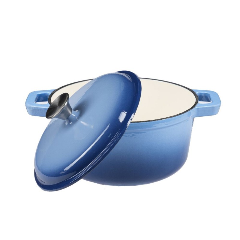 Geëmailleerde gietijzeren pot, Blauw, Ф24 - 